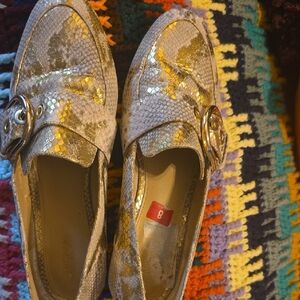 Michael Kors Stylish Gold and Silver Women's Loafers